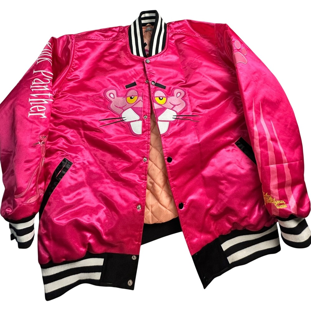 Headgear Classics Pink Panther Satin Varsity Jacket Pink HGA007-SJKT-15 4XL New
